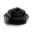薔薇の器(湯のみ、お椀、丼、お皿のセット)黒