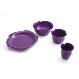 薔薇の器(湯のみ、お椀、丼、お皿のセット)紫