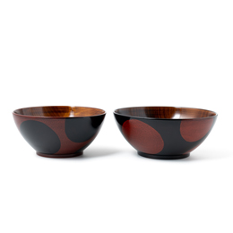 夫婦飯椀　後藤水玉・黒水玉
